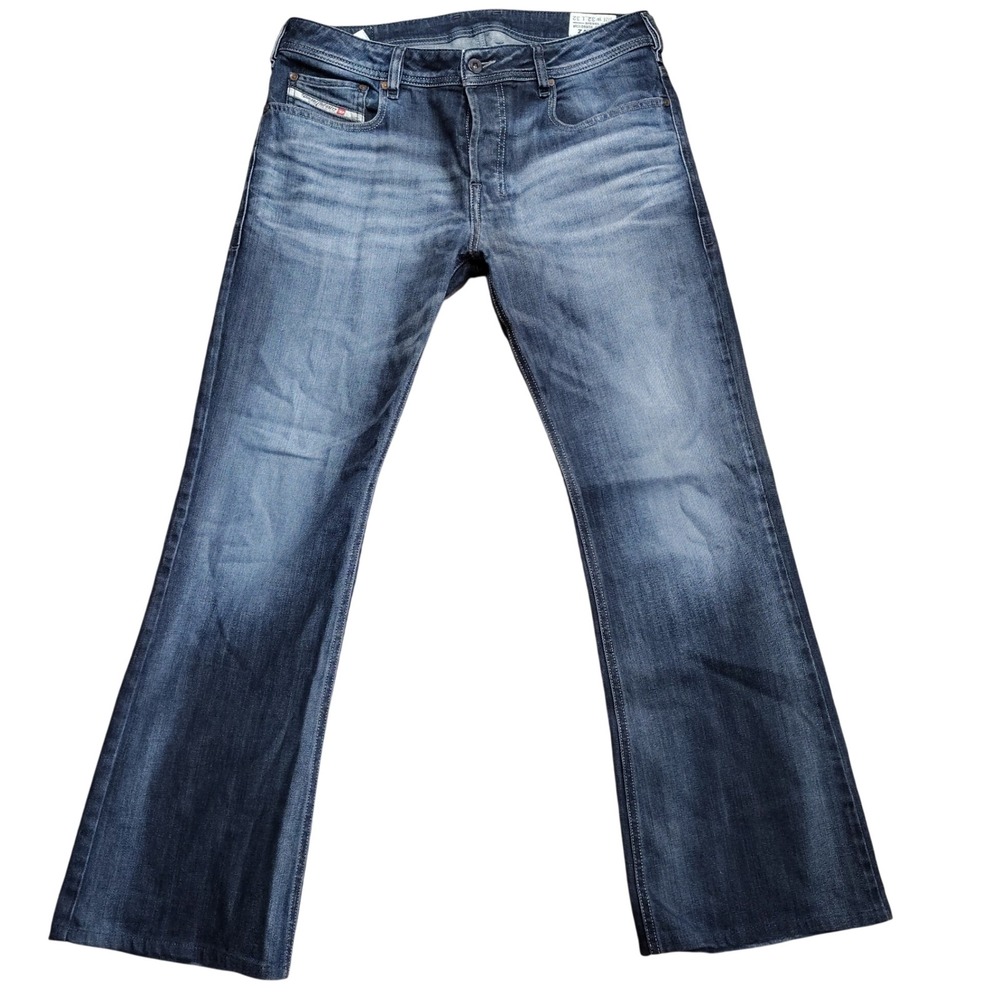 Diesel Zathan Jeans Mens 32x32 Blue Regular Bootcut Stretch 0885K Button Fly